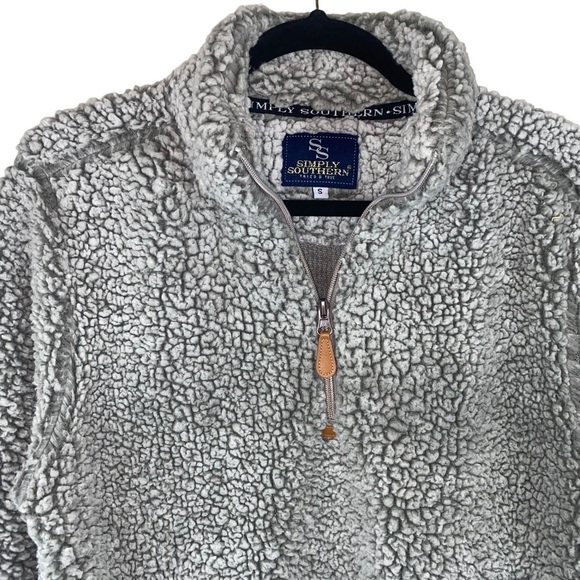 Simply‎ Southern Women’s Sherpa Faux Shearling Quarter Zip Popover Gray - Picture 2 of 11